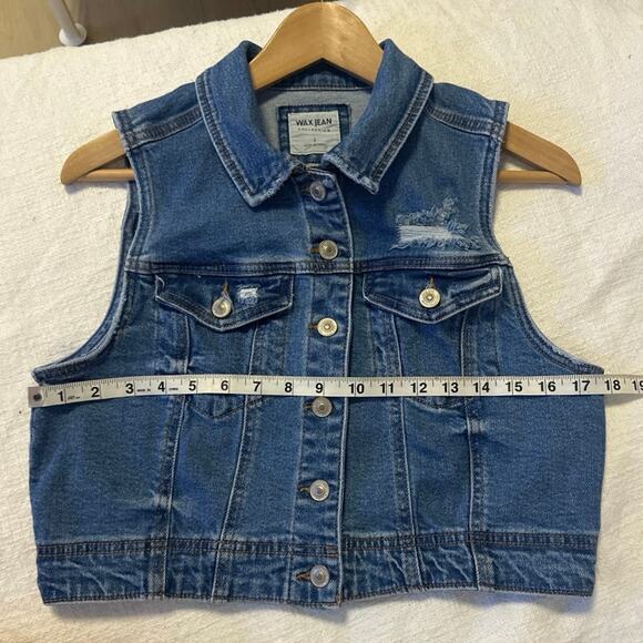 Wax Jeans Women's Classic Cropped Denim Vest SzL - Picture 3 of 6